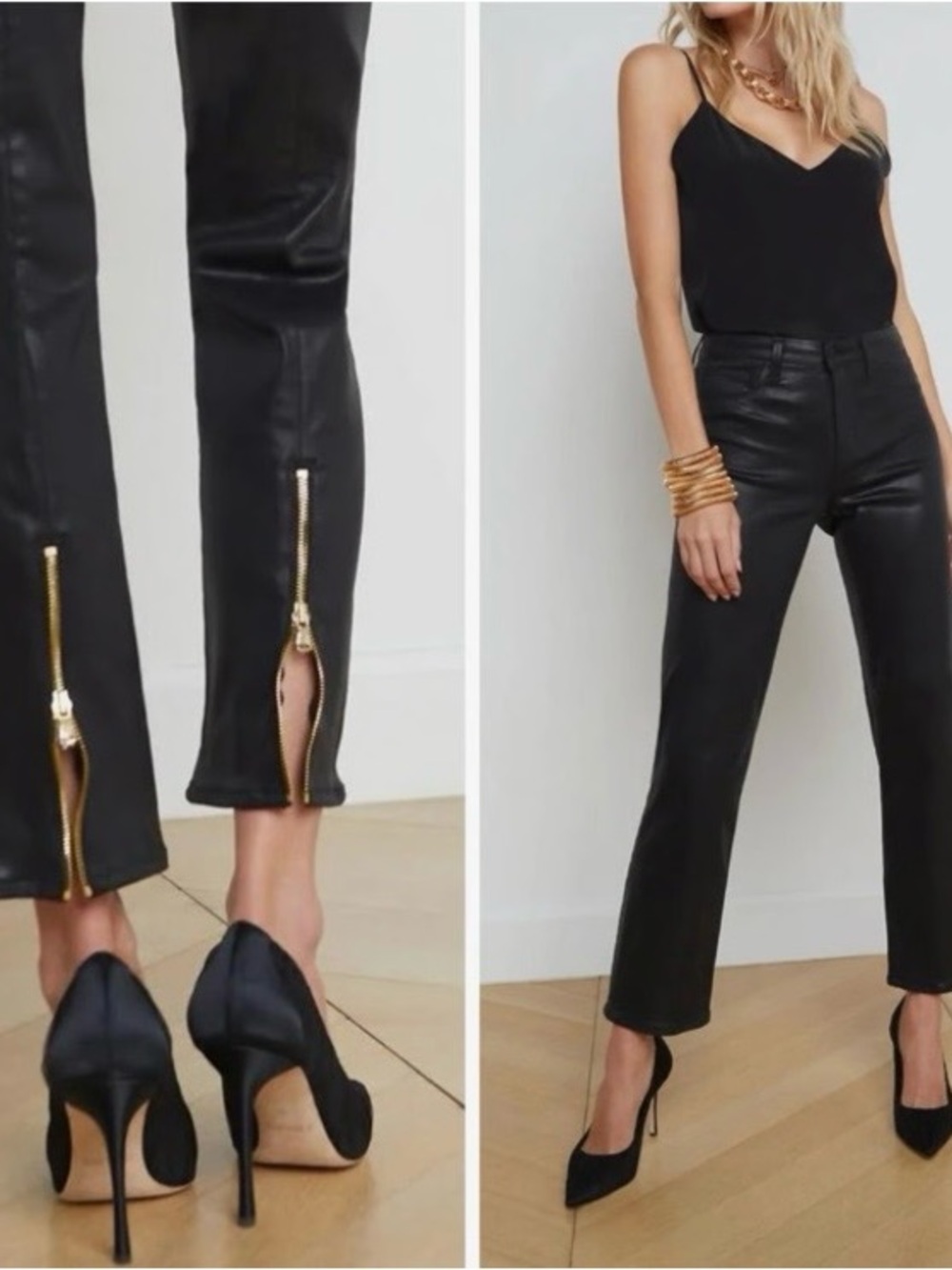 L'AGENCE Ginny High Rise Noir Coated Jeans